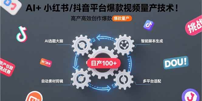 AI+小红书抖音平台爆款视频量产技术：高效创作爆款视频-无双副业