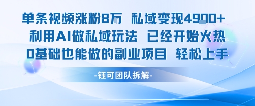 单条视频私域变现4.9k利用AI做私域玩法0基础副业轻松上手-无双副业