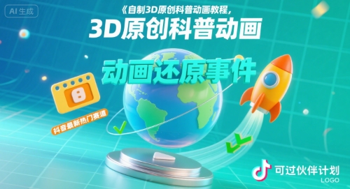 自制3D原创科普动画教程 抖音热门赛道变现指南-无双副业