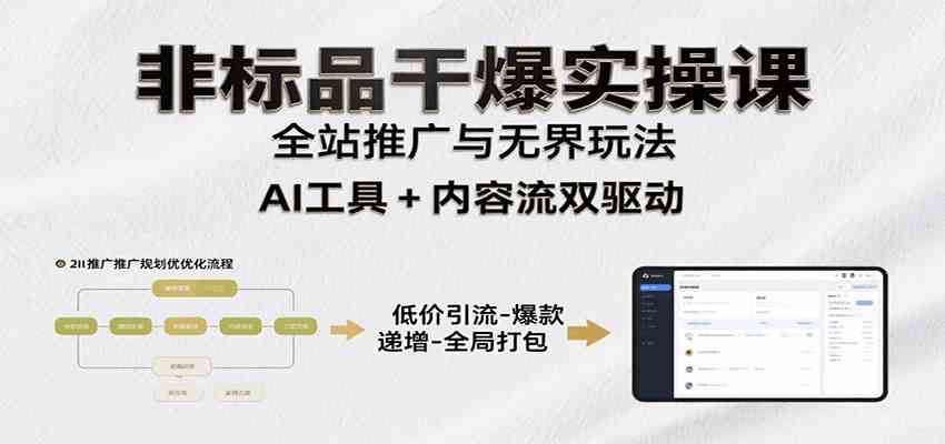 淘宝非标品爆款打造全链路策略课程，含选品推广成交案例-无双副业