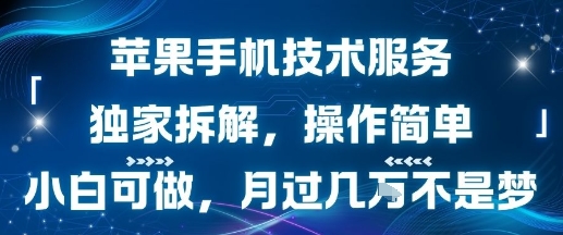 苹果手机技术服务拆解，操作简单小白可做月入过万-无双副业