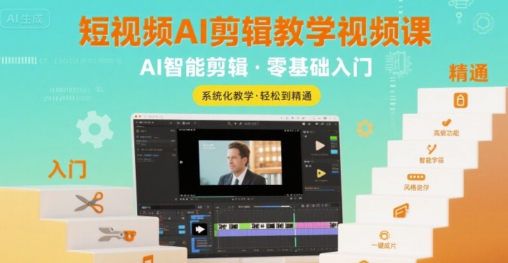 短视频AI剪辑教学视频课从入门到精通-无双副业