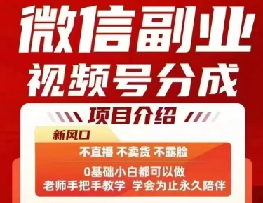 微信视频号分成副业，不直播不卖货轻松赚收益-无双副业