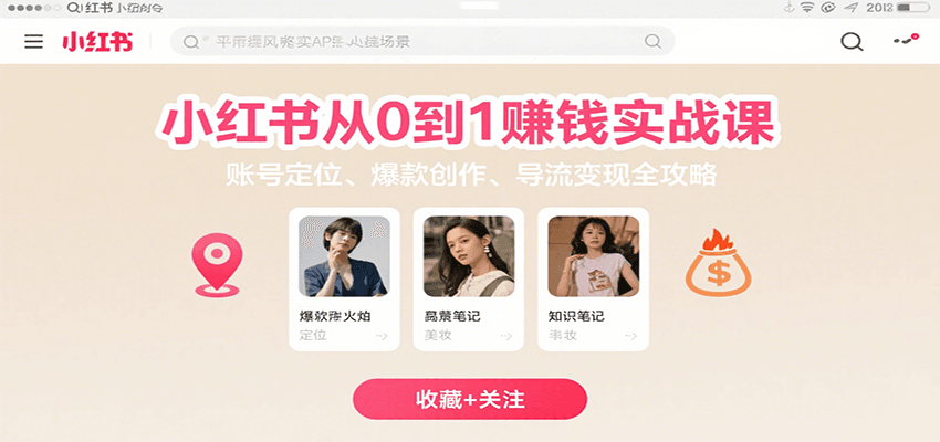 小红书赚钱实战课：账号定位爆款创作与导流变现全攻略-无双副业