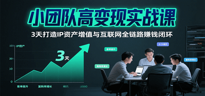 小团队高变现实战课，3天打造IP资产增值与互联网赚钱闭环-无双副业