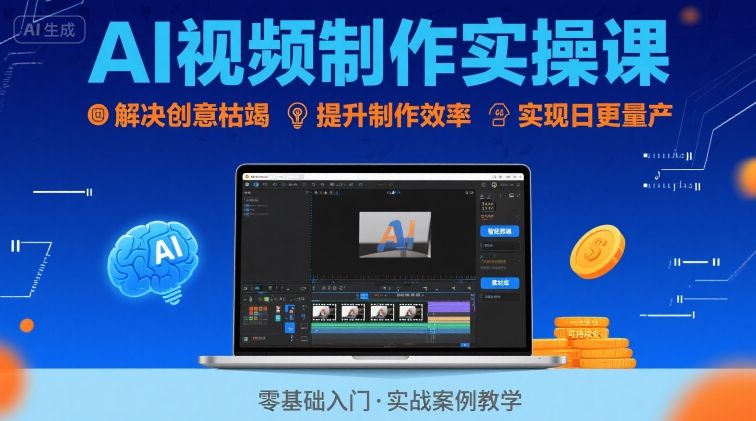 AI视频制作实操课解决创意枯竭效率低下实现日更变现-无双副业