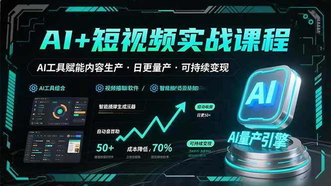 AI短视频实战课程：AI工具赋能内容生产与可持续变现-无双副业