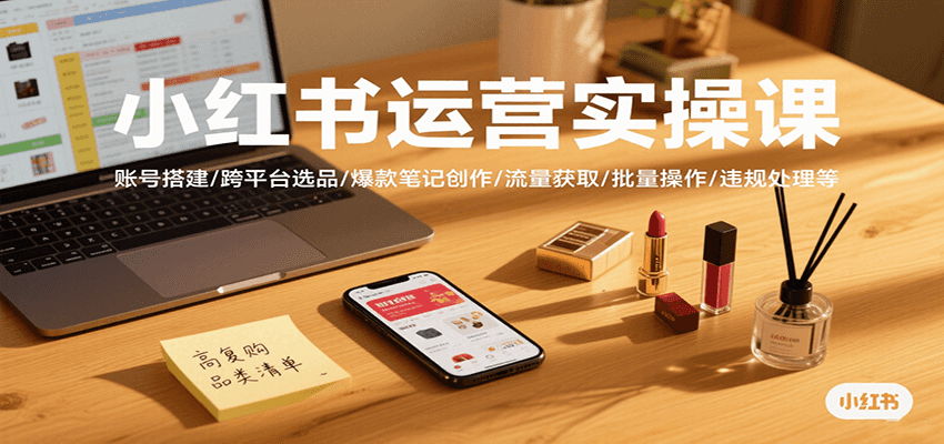 小红书电商运营实操课：账号搭建选品爆款笔记流量变现全攻略-无双副业