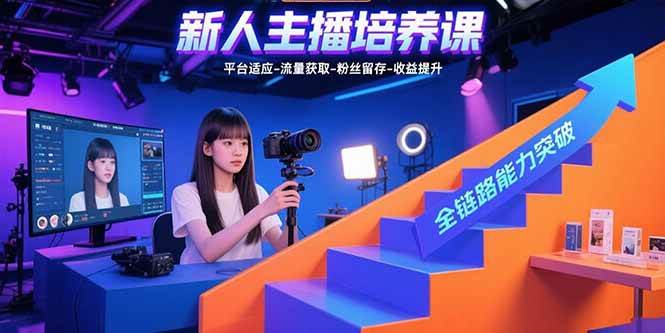 新人主播培养课：平台适应流量获取粉丝留存收益提升全链路突破-无双副业