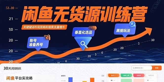 闲鱼无货源训练营：账号养号选品黑搜玩法30天盈利指南-无双副业