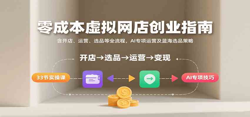 零成本虚拟网店创业全流程指南，含AI运营与蓝海选品策略-无双副业