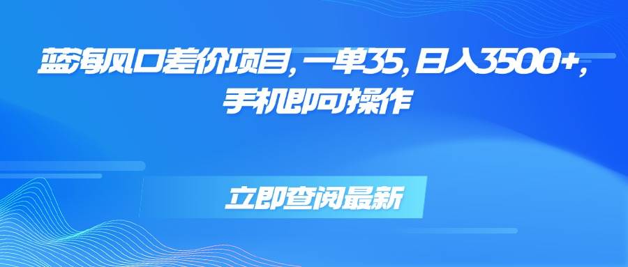 蓝海风口差价项目，一单35元手机轻松操作日入3500+-无双副业