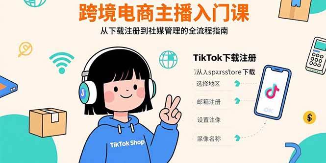 跨境电商主播入门课：TikTok注册支付配置与社媒管理全流程-无双副业