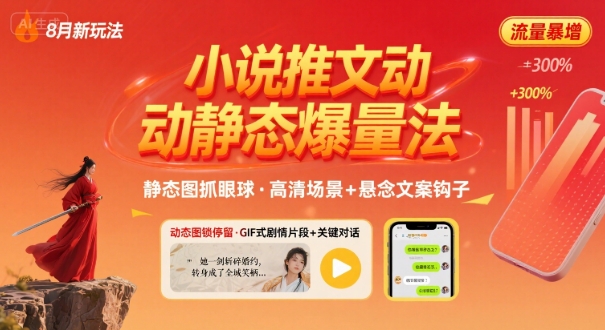 8月小说推文全新玩法，动静态图片搭配文案爆量技巧-无双副业