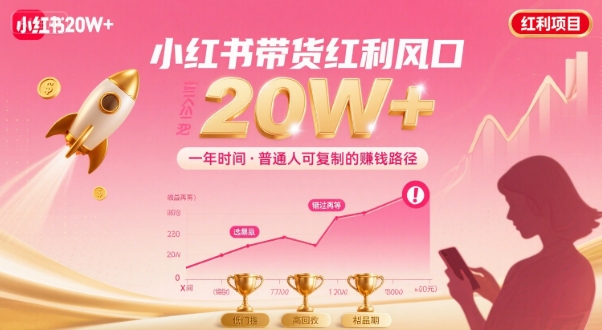 小红书带货项目年入20w+的红利机会-无双副业