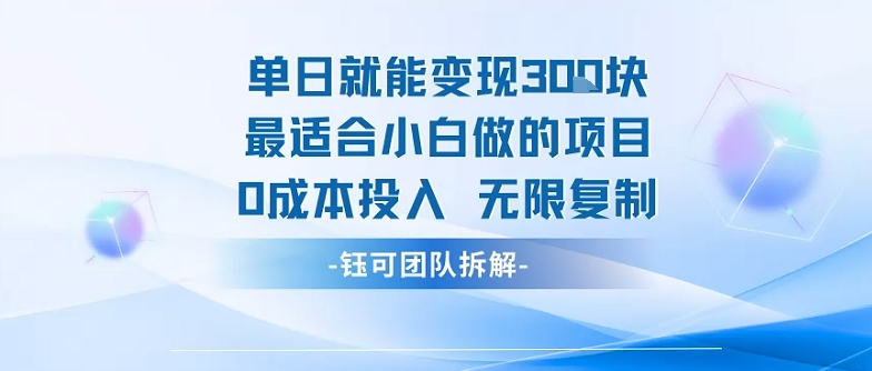 最适合小白做的0成本投入项目单日变现3张可无限复制-无双副业