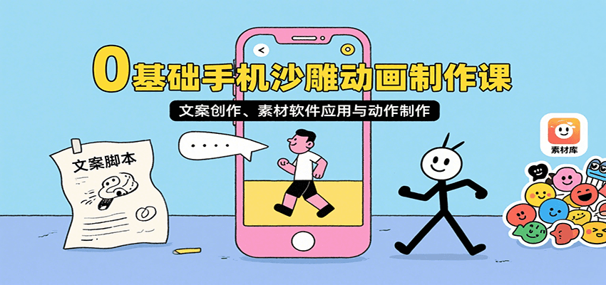 0基础手机沙雕动画制作课：文案创作与动作制作全流程-无双副业