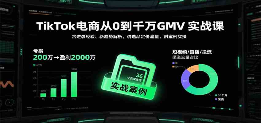 TikTok电商从0到千万GMV实战课，含逆袭经验与新趋势解析-无双副业