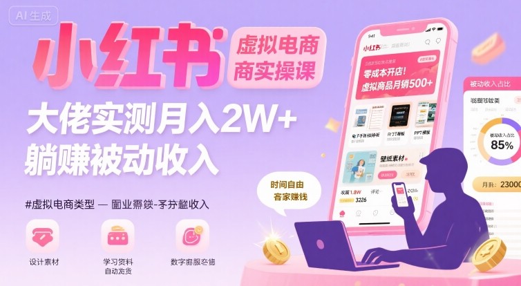 小红书虚拟电商实战指南，月入2万被动收入轻松实现-无双副业