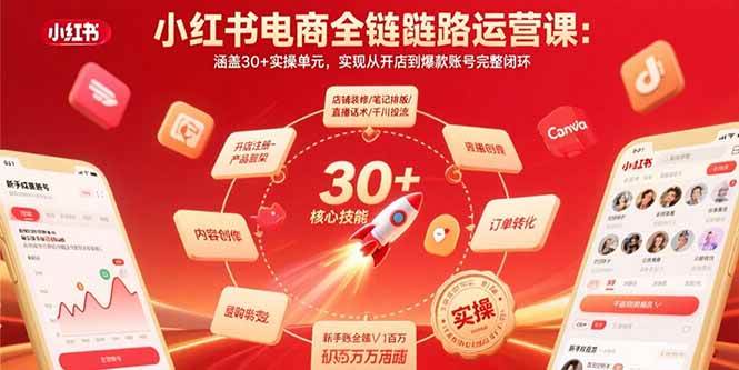 小红书电商全链路运营课：30+实操单元从开店到爆款账号闭环-无双副业