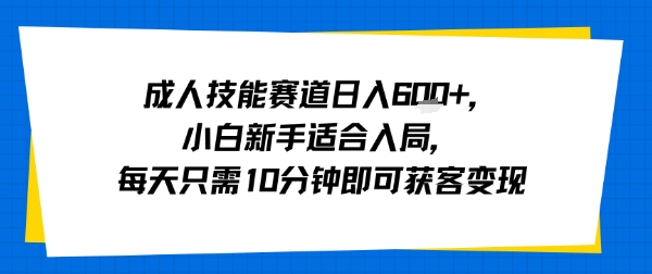 成人技能赛道小白轻松入局，日入数百每天仅需10分钟-无双副业