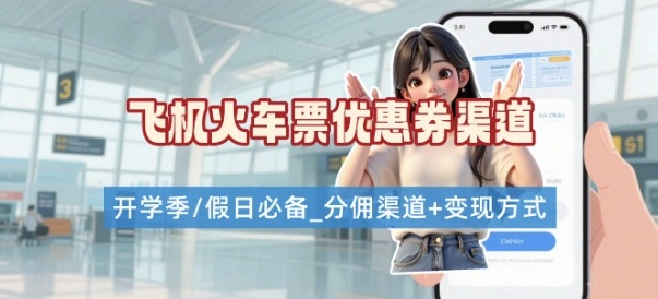学生党机票火车票优惠券申请渠道与项目打法，开学节日必备-无双副业