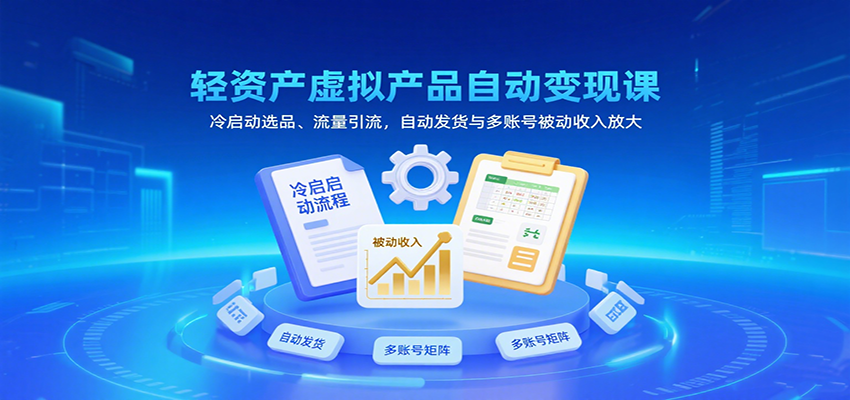 轻资产虚拟产品自动变现课：冷启动选品引流与被动收入放大-无双副业
