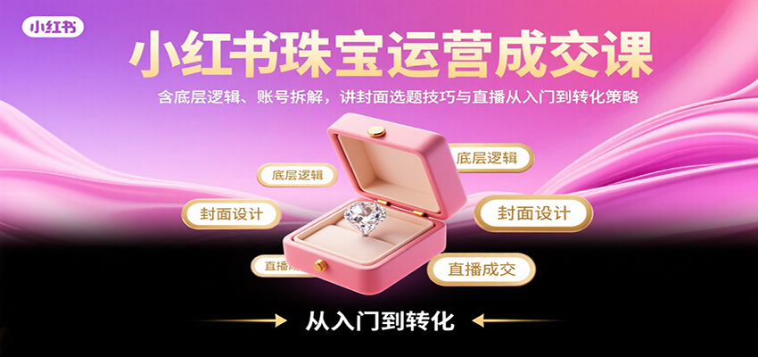 小红书珠宝运营实战课：底层逻辑、账号拆解与直播转化策略-无双副业