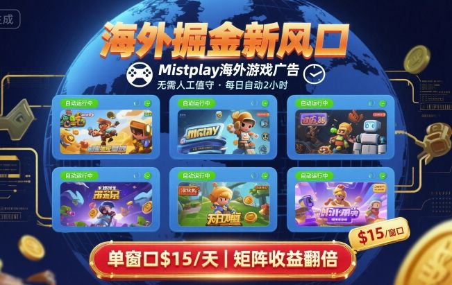 Mistplay海外游戏广告掘金项目，自动运行单窗口日赚2美元可矩阵操作-无双副业
