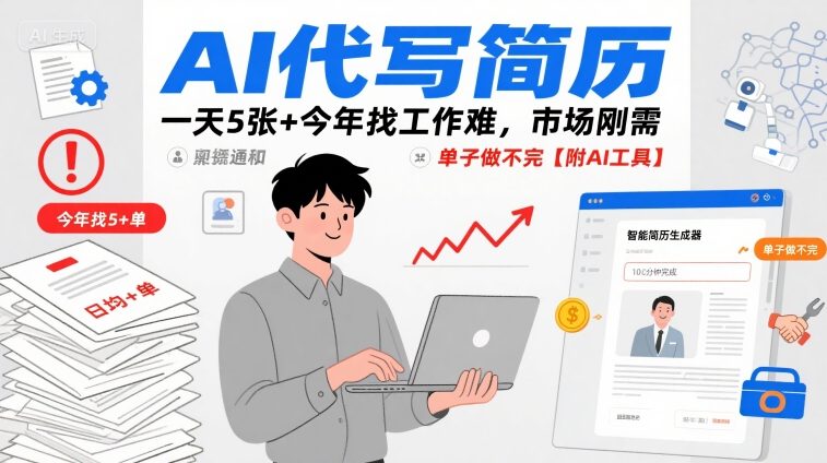 AI代写简历项目：市场需求大，轻松月入过万，附高效工具与教程-无双副业