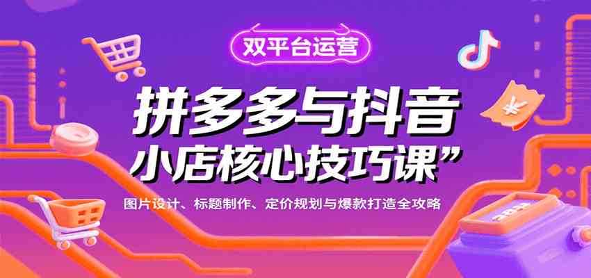 拼多多与抖音小店核心技巧课：图片设计、标题制作、定价规划与爆款打造全攻略-无双副业