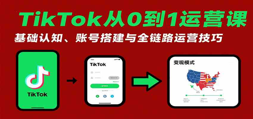 TikTok从0到1运营课：基础认知、账号搭建与全链路技巧-无双副业