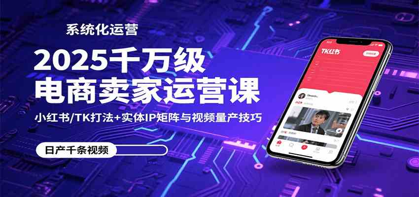 2025千万级电商卖家运营课：小红书TK打法与实体IP矩阵视频量产技巧-无双副业