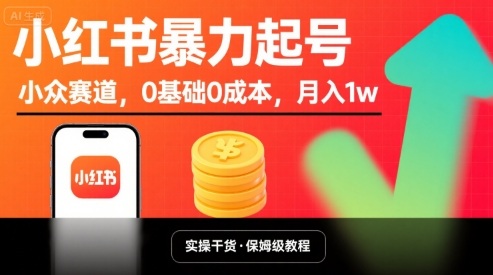 小红书暴力起号攻略：小众赛道0基础起步，月入过万轻松实现-无双副业