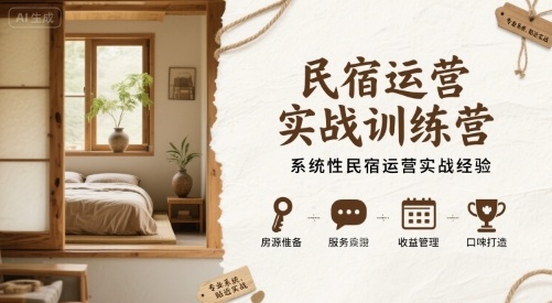 民宿运营实战训练营，系统性掌握民宿管理与OTA平台优化技巧-无双副业
