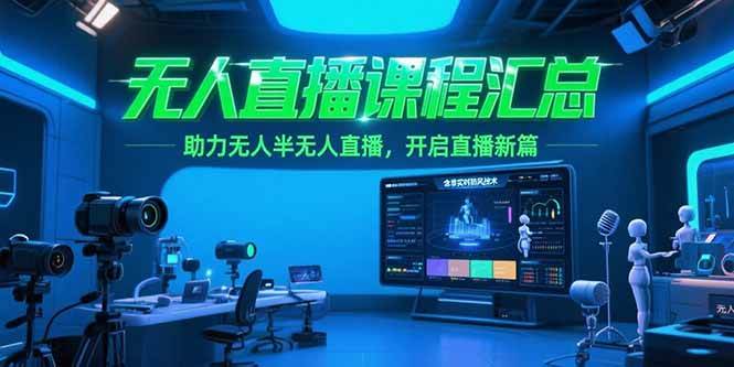 无人直播课程汇总含非实时防风技术，助力半无人直播-无双副业