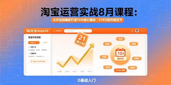 淘宝运营实战课程：从开店到爆款打造10大核心模块-无双副业