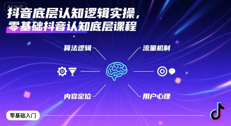抖音底层认知逻辑实操课程，零基础入门指南-无双副业