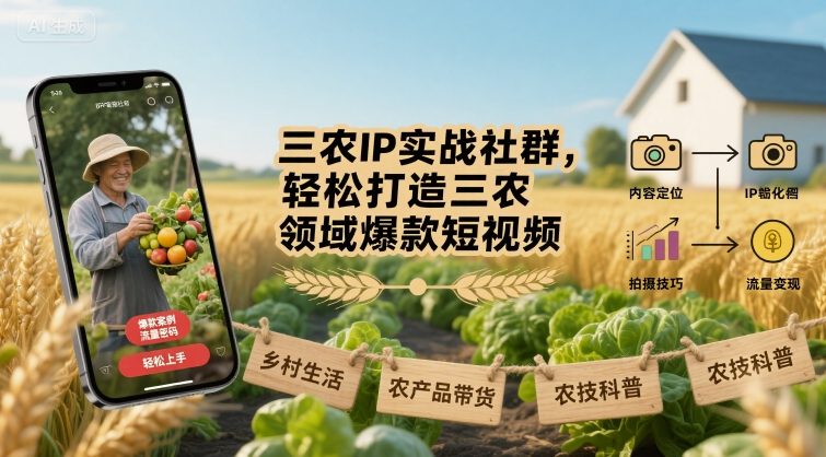 三农IP实战社群教你打造爆款短视频-无双副业