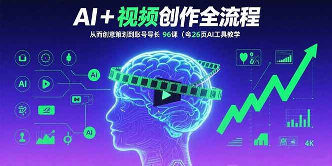 AI短视频创作全流程：创意策划到账号增长96节课含26项AI工具教学-无双副业