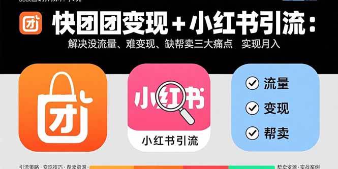 快团团变现与小红书引流技巧 解决流量变现难题实现月入3万+-无双副业
