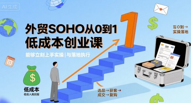 外贸SOHO低成本创业实操课，快速上手开展业务-无双副业