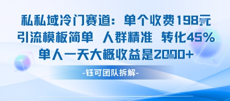 私域冷门赛道精准引流模板单人日收益高转化率达45%-无双副业