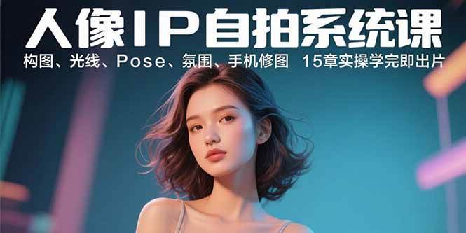 人像IP自拍系统课：构图光线Pose氛围手机修图15章实操出片-无双副业