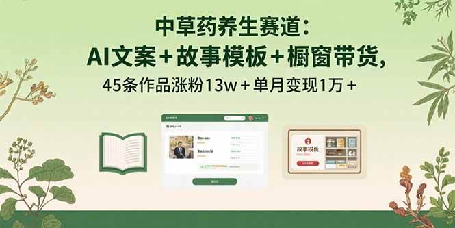 中草药养生赛道：AI文案与故事模板助力涨粉变现-无双副业