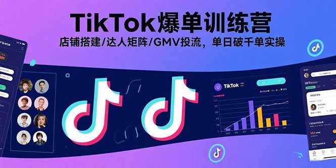 TikTok爆单训练营：店铺搭建达人矩阵与GMV投流实战-无双副业