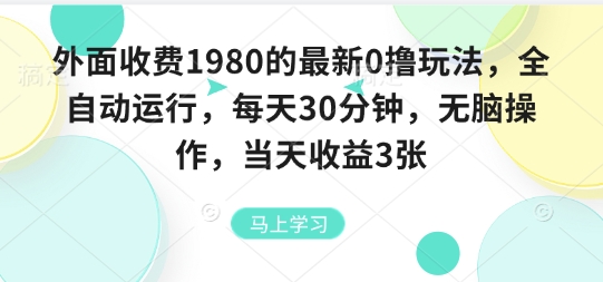 最新全自动挂机玩法揭秘，每天30分钟轻松收益-无双副业