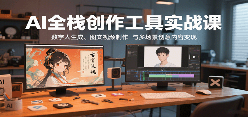 AI全栈创作工具实战课：数字人生成与多场景内容变现-无双副业