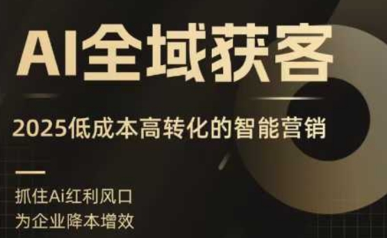 AI全域获客实训营：低成本高转化智能营销实战指南-无双副业