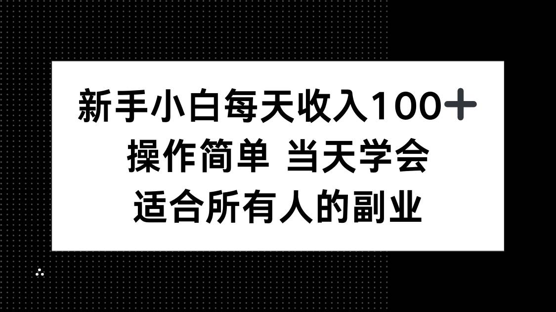 新手小白轻松日赚100+的副业项目 简单易学适合所有人-无双副业